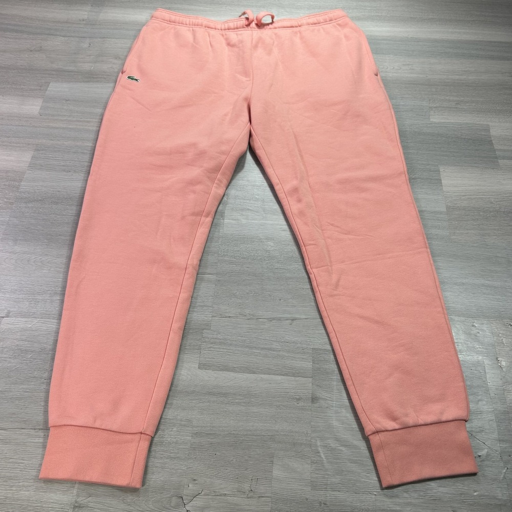 Lacoste Sweatpants Mens 3XL Pink Fleece Jogger Elastic Waist Pockets Athletic